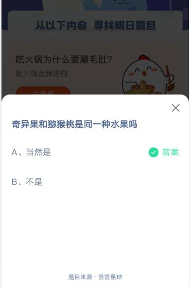 奇异果和猕猴桃是同一种水果吗?支付宝蚂蚁庄园4月13日答案