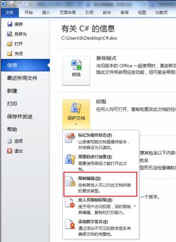 word2010文档进行锁定的操作方法