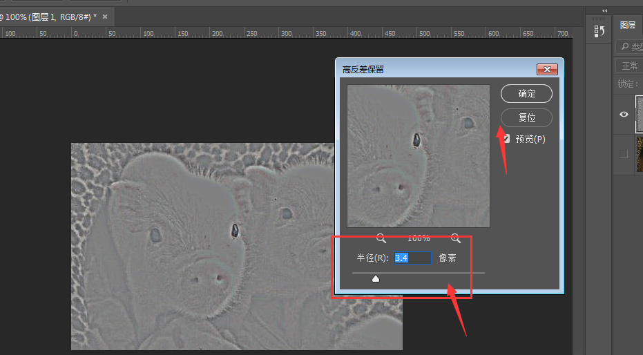 Photoshop中调整图片清晰度的操作过程
