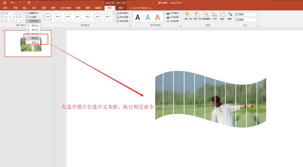 PPT用文本框为图片做出条形拼接效果的具体方法
