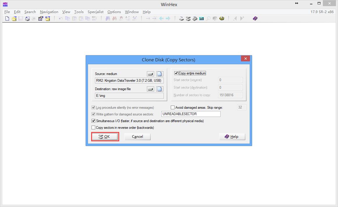 WinHex做出磁盘全盘镜像的方法步骤
