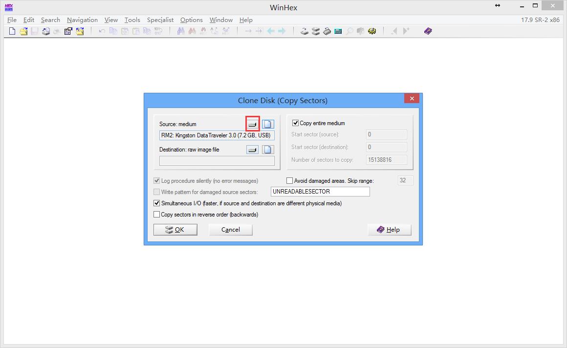 WinHex做出磁盘全盘镜像的方法步骤