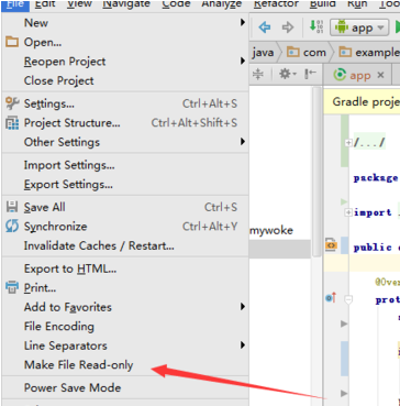 Android Studio使文件只读的操作步骤