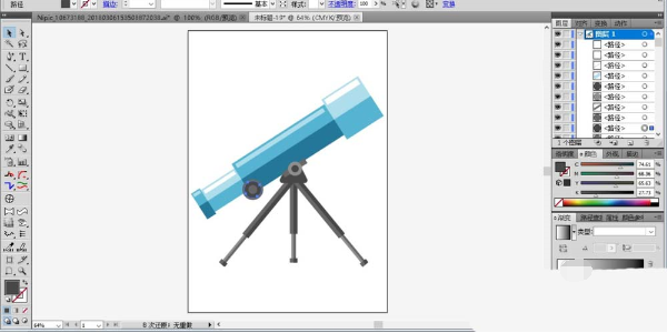 ai绘制望远镜的简单方法