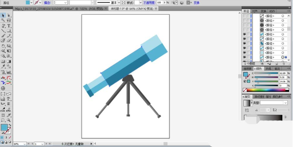 ai绘制望远镜的简单方法