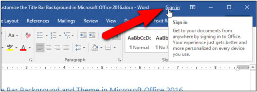 Microsoft Office2016自定义标题栏主题的详细教程