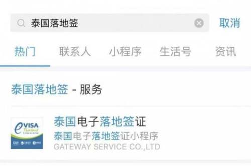 支付宝办理泰国落地签的操作过程