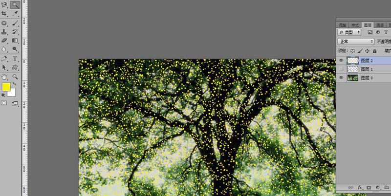 Adobe Photoshop给大树设计斑点光源的详细教学