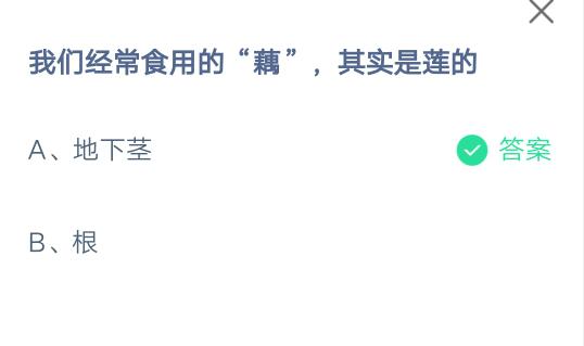 我们经常食用的藕其实是莲的?支付宝蚂蚁庄园7月16日答案