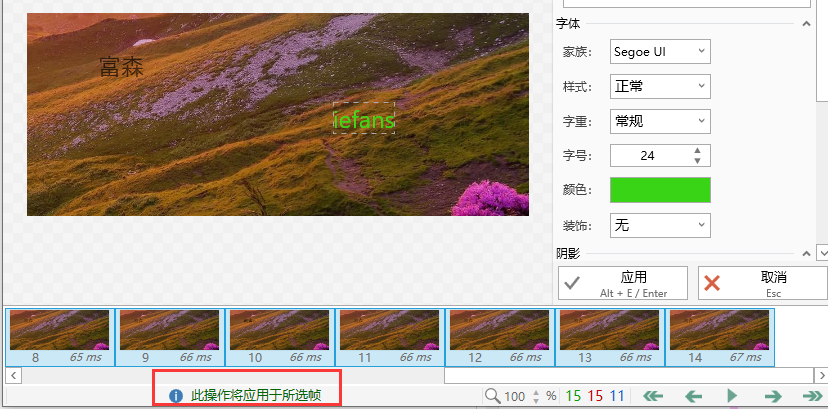 screentogif如何给所有帧加文字?screentogif给所有帧加文字方法