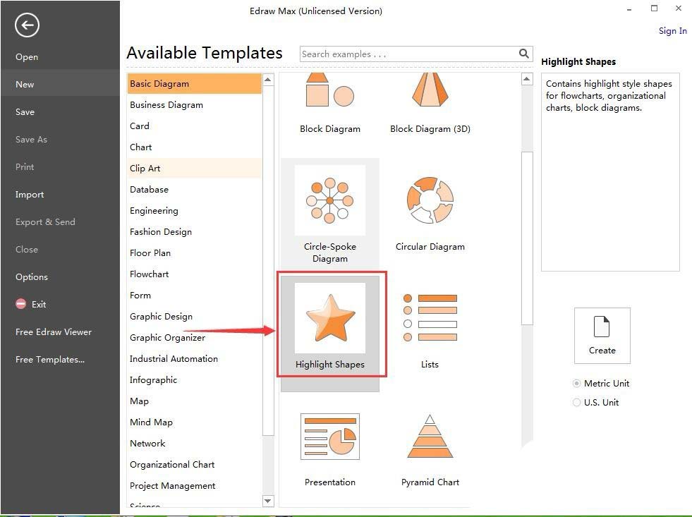 亿图流程图制作软件设计红五星的具体方法