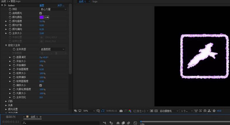 AE设计触电效果的霓虹灯logo动画的操作内容