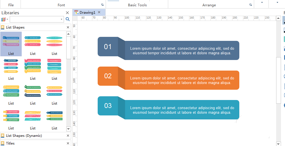 亿图流程图制作软件绘制说明文字分块图的操作步骤