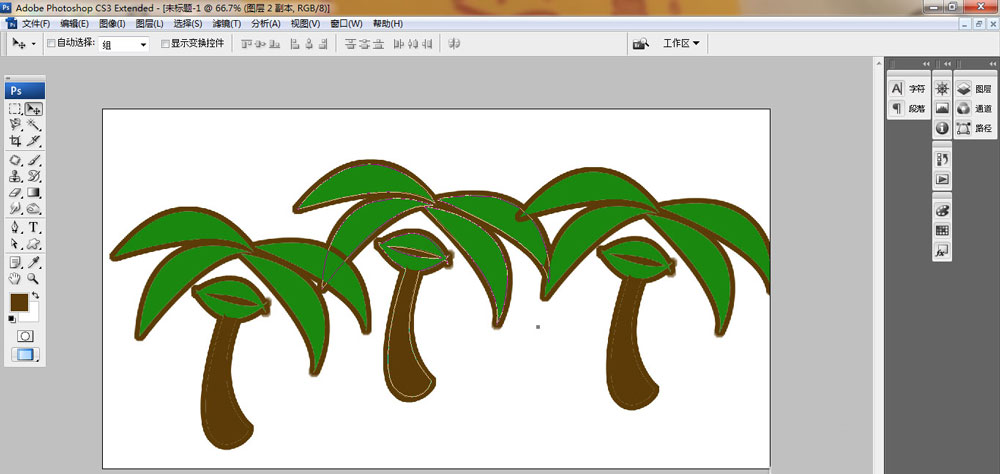 ps怎么画卡通椰子树?ps画卡通椰子树步骤教程