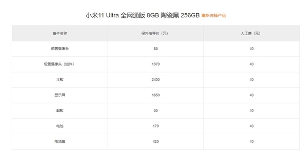 小米11ultra维修价格都是多少呢?小米11ultra维修价格表分享