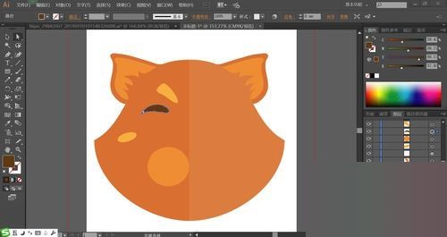 ai设计红猫头像的操作方法