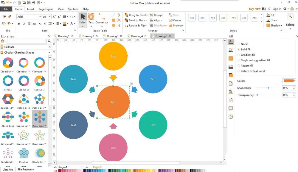 亿图流程图制作软件创建圆形图的基础步骤