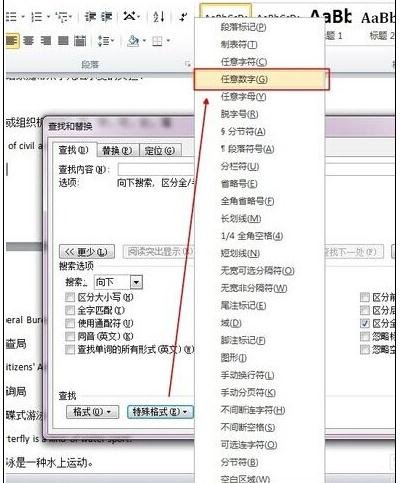 word2010选中全部数字的操作教程