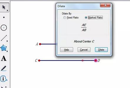 几何画板在两线段上画点使比相等的操作方法