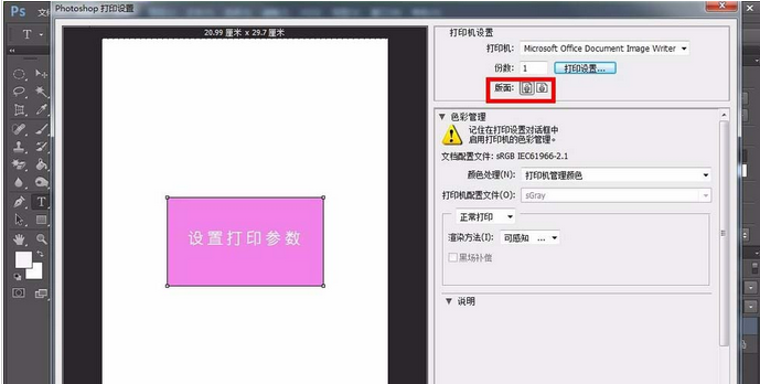 photoshop cs6文件设置打印参数的具体步骤