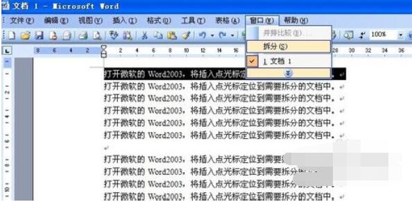 Microsoft Office 2003拆分窗口的相关操作步骤