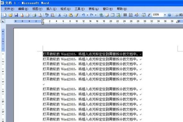 Microsoft Office 2003拆分窗口的相关操作步骤