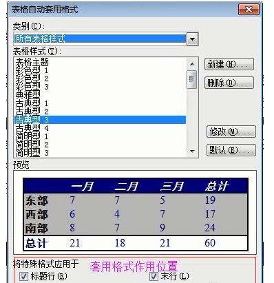 word2003表格中自动套用格式的设置方法介绍