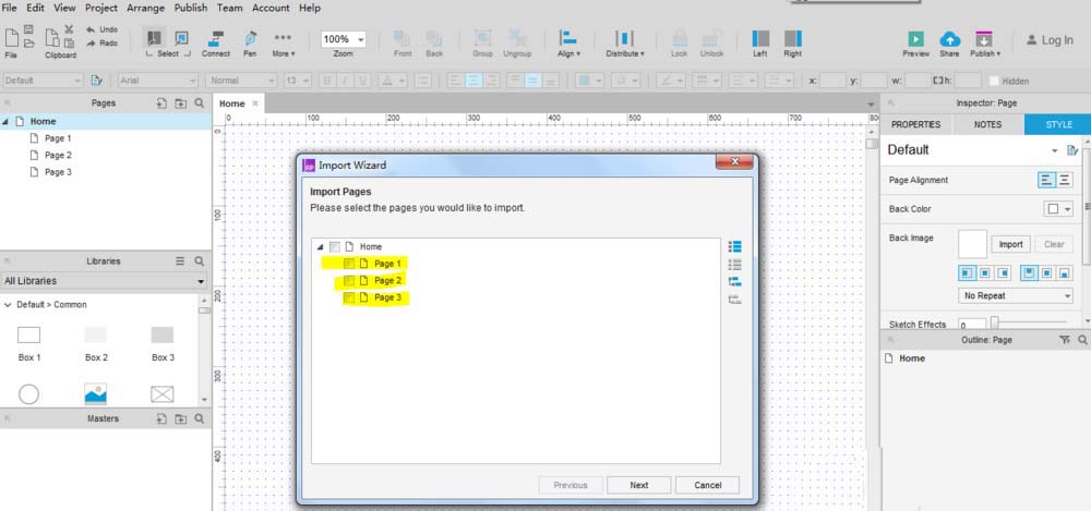 Axure RP 8.0导入RP文件的操作步骤