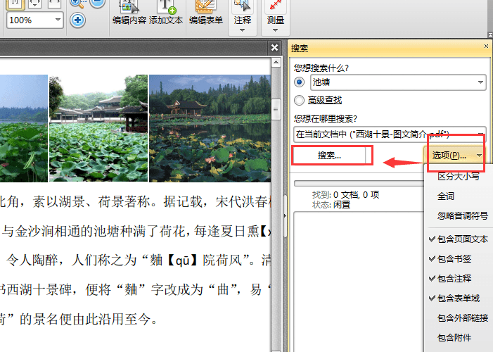 迅捷pdf编辑器在PDF文件中搜关键词的操作方法