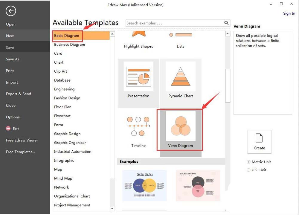 亿图流程图制作软件绘制维恩图的详细方法