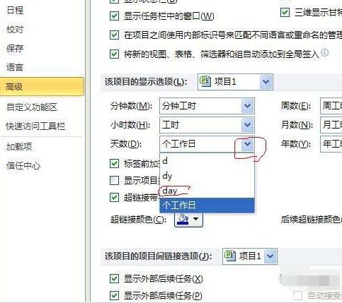 Project将工作日改成days的操作步骤