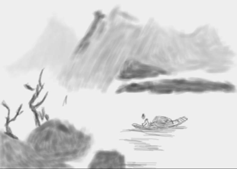 sai绘图软件设计山水画的操作教程