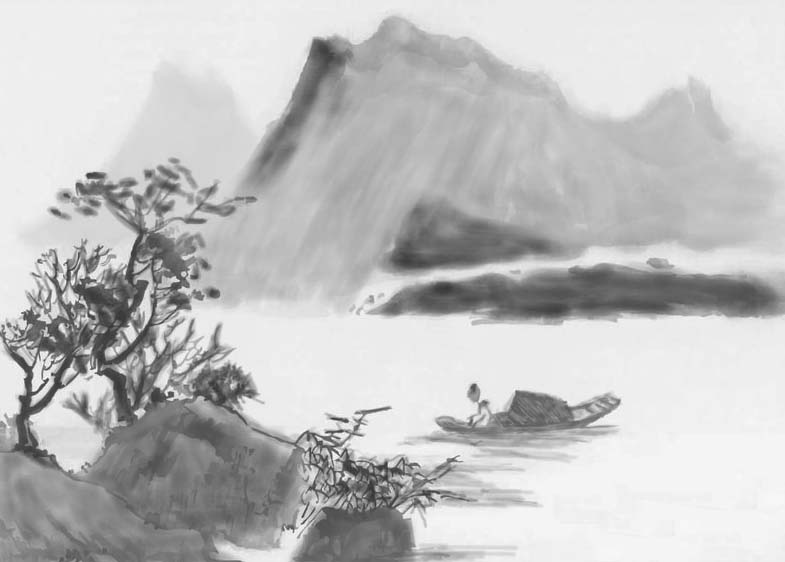 sai绘图软件设计山水画的操作教程