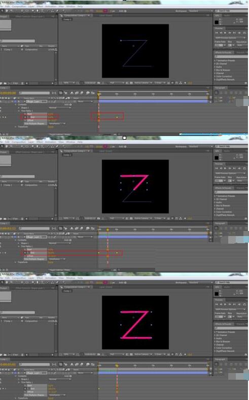 AE设计生长动画的操作方法