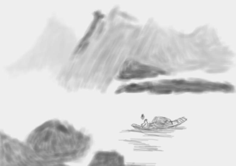 sai绘图软件设计山水画的操作教程