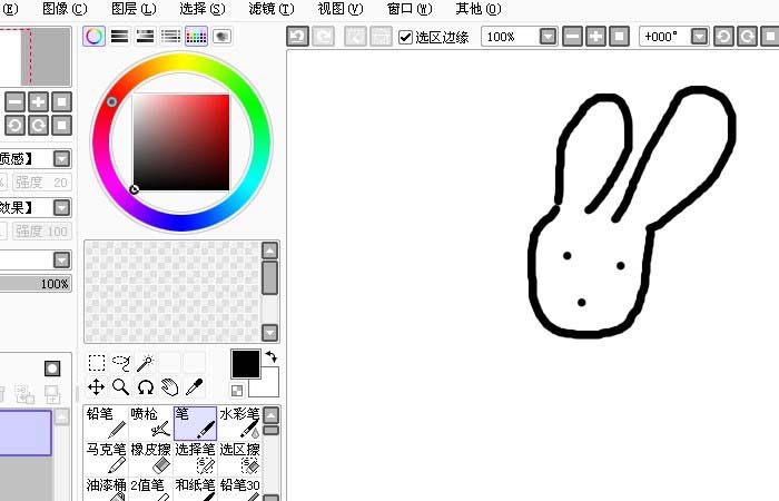 sai绘图软件绘制简笔画小白兔的操作教程