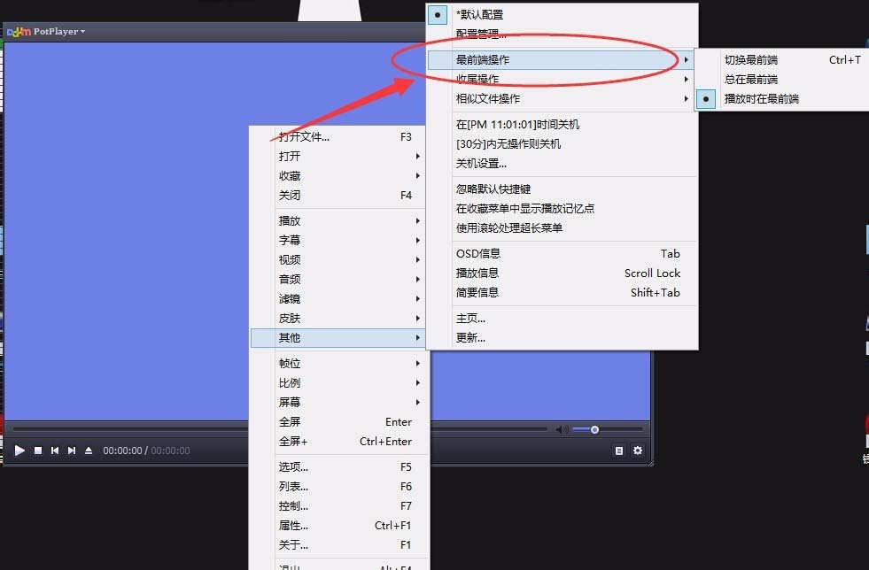 PotPlayer设置为最前端操作的详细操作步骤
