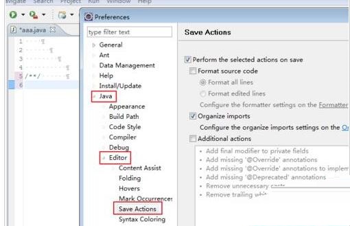 eclipse设置自动删除空白行和语句后多余空格的简单方法