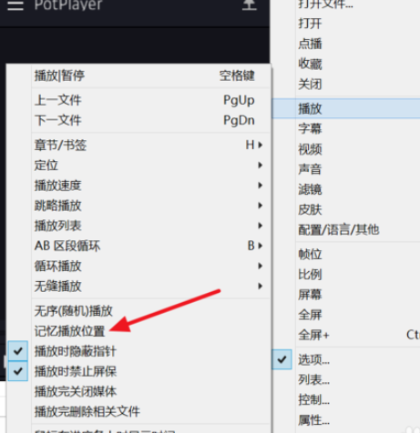 PotPlayer设置自动记忆播放位置的相关操作教程