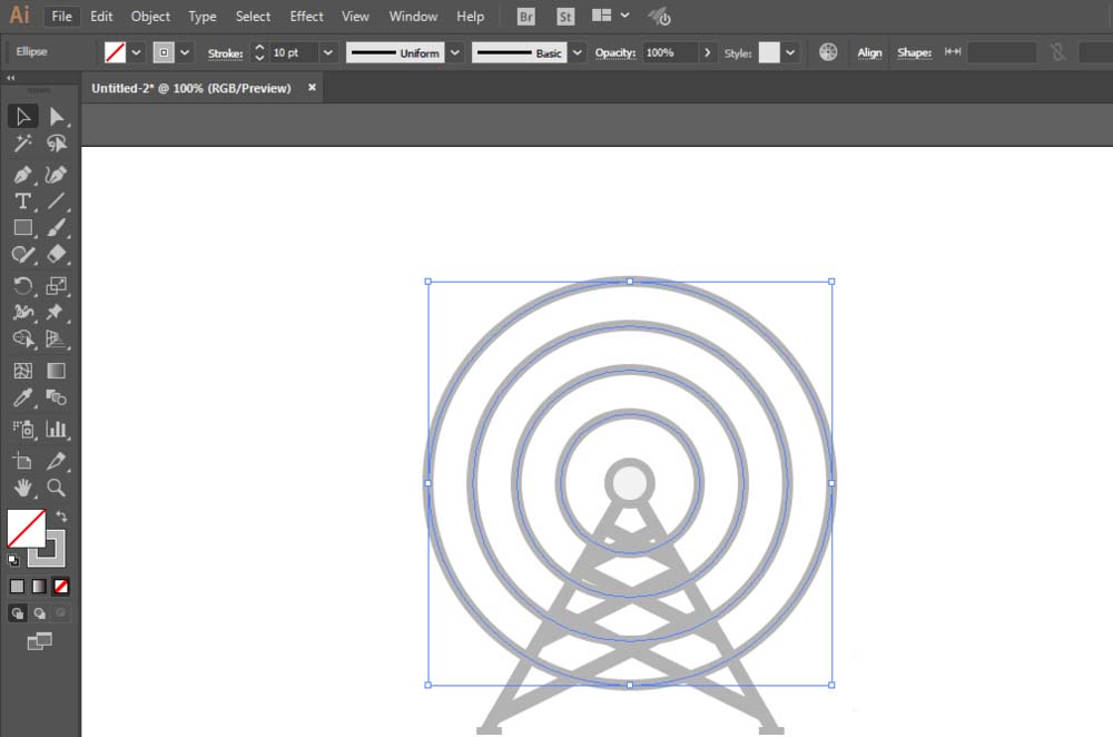 ai设计矢量电线塔图标的图文方法