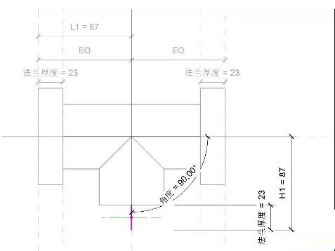 Revit管件族等径法兰三通制作方法技巧