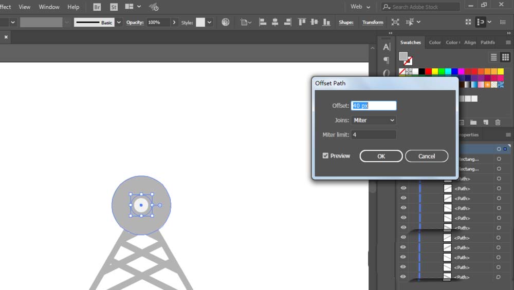 ai设计矢量电线塔图标的图文方法
