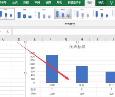 excel2016图表下方添加数据表格的方法