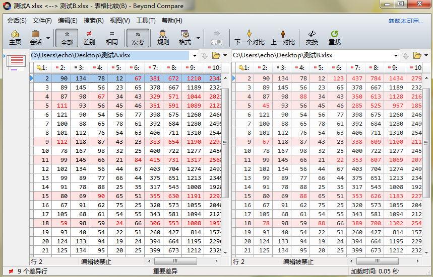 Beyond Compare比较表格数据显示行号的方法