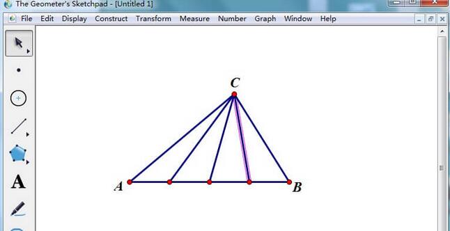 几何画板进行四等分三角形的一边操作方法