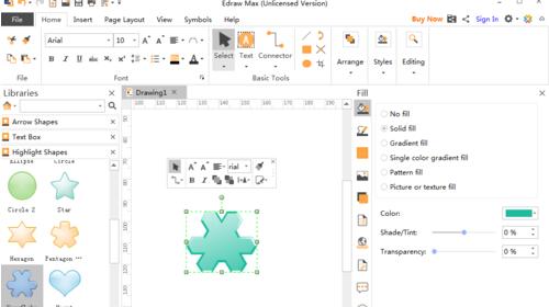 亿图流程图制作软件设计高亮雪花图的方法步骤
