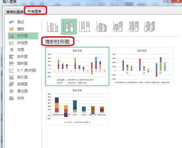 Excel表格中数据做成多列堆积柱形图的操作方法