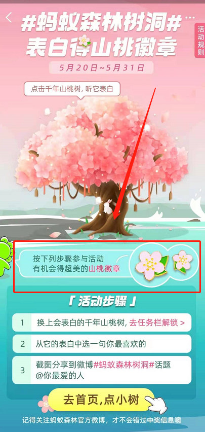 蚂蚁森林树洞在哪?支付宝蚂蚁森林520表白树洞玩法