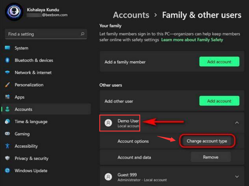 Windows11怎样进行更改账户类型?Windows11更改账户类型步骤