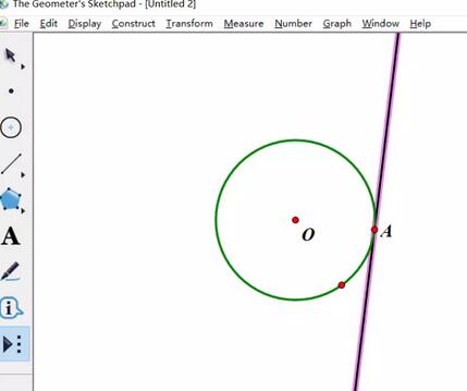 几何画板中使用自定义工具过圆上一点作切线的详细方法